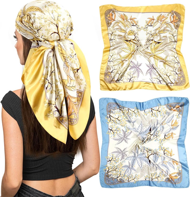 vimate 35" Square Silk Like Head Scarf - Women's Fashion Satin Scarf Bandana for Hair Wrapping at Night. - Image 1